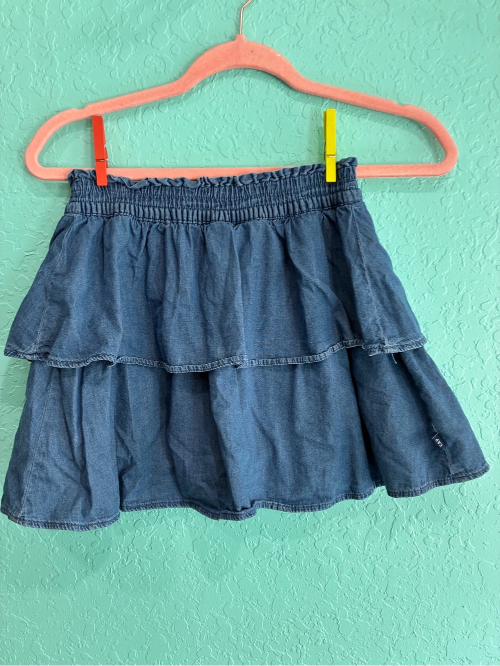 Gap Kids Denim Tiered Mini skirt skort  L 10/12 summer basics cotton